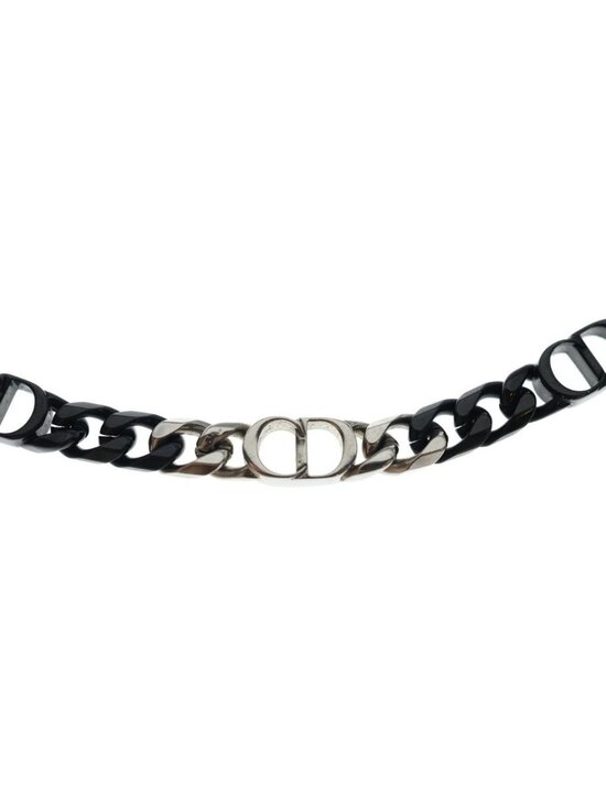 Dior CD Icon Chain Link Necklace In Ruthenium And Silver  Dior CD Icon Chain Link Necklace Silver Black